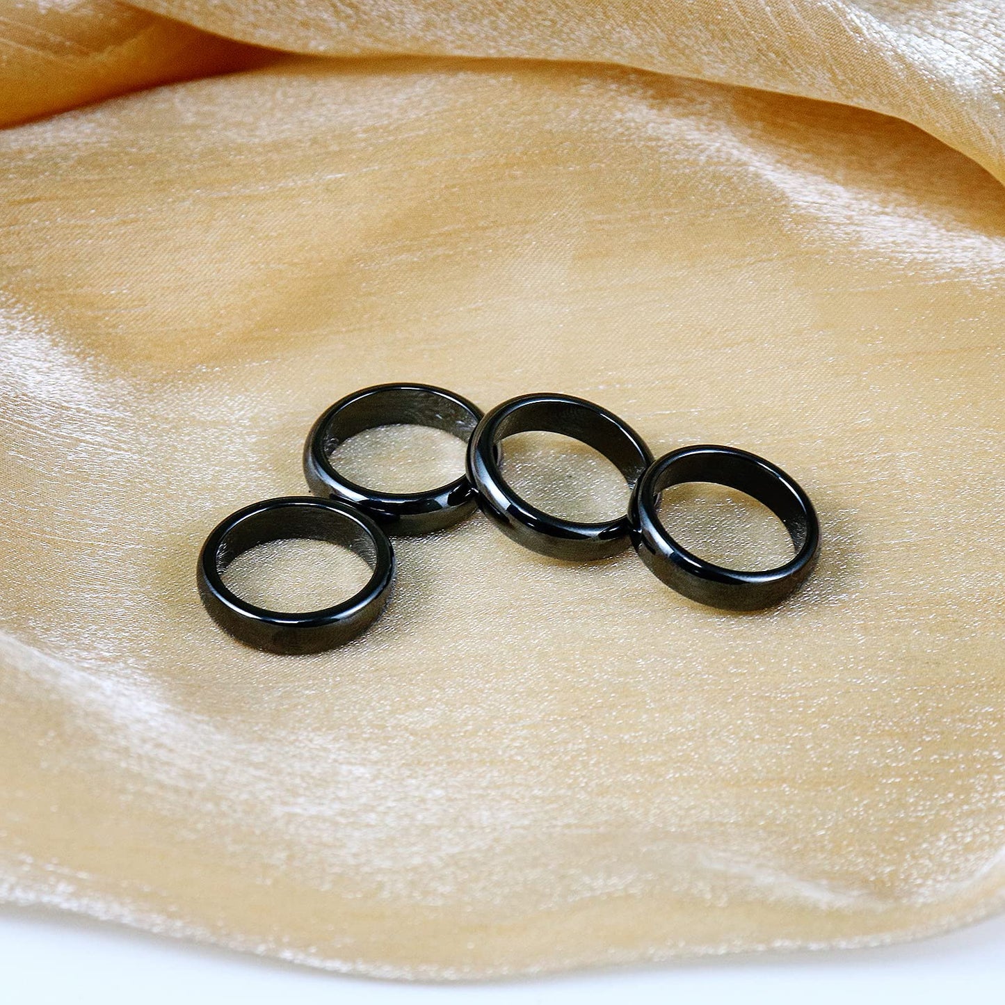 COLORFUL BLING 2Pcs Black Hematite Stone Rings Necklace Set Anxiety Absorb Negative Energy Balance Chakra Healing Jewelry for Women Men(6MM)-10