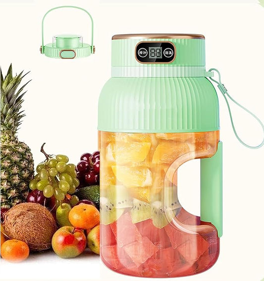 Large-capacity personal size blenders, powerful motor driving ten-blade cutter head, dual large-capacity batteries, TYPE-C fast charging head, 40Oz (1200ml) large capacity (green with lid)
