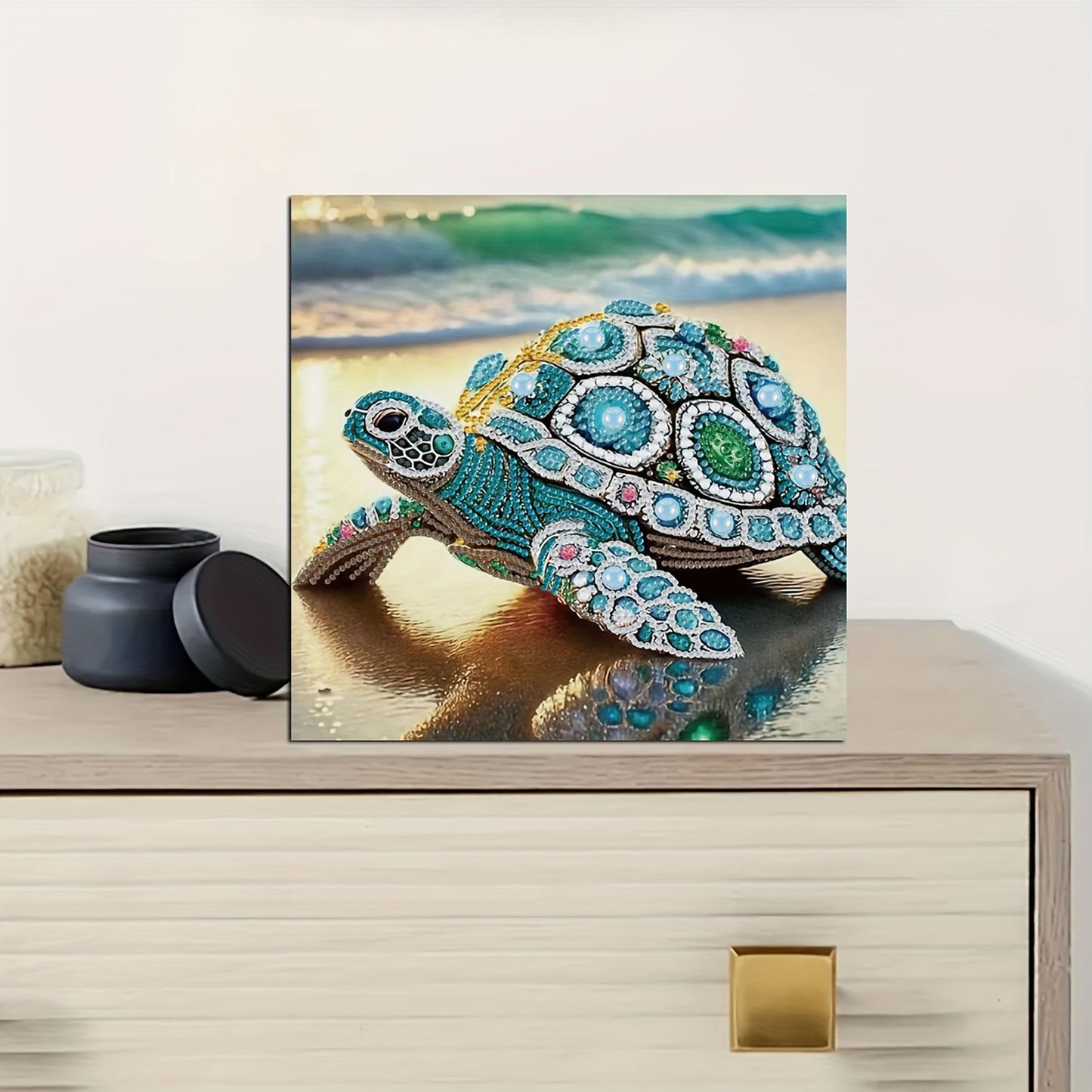 KUFWKEY 4 Pack Sea Turtle Diamond Art Kits for Adults,5d Diamond Painting Kits for Beginner,Crystal Rhinestones DIY Handicrafts,Diamond Mosaic Gem Art,Special Shape Diamond Art,11.81X11.81 inchs