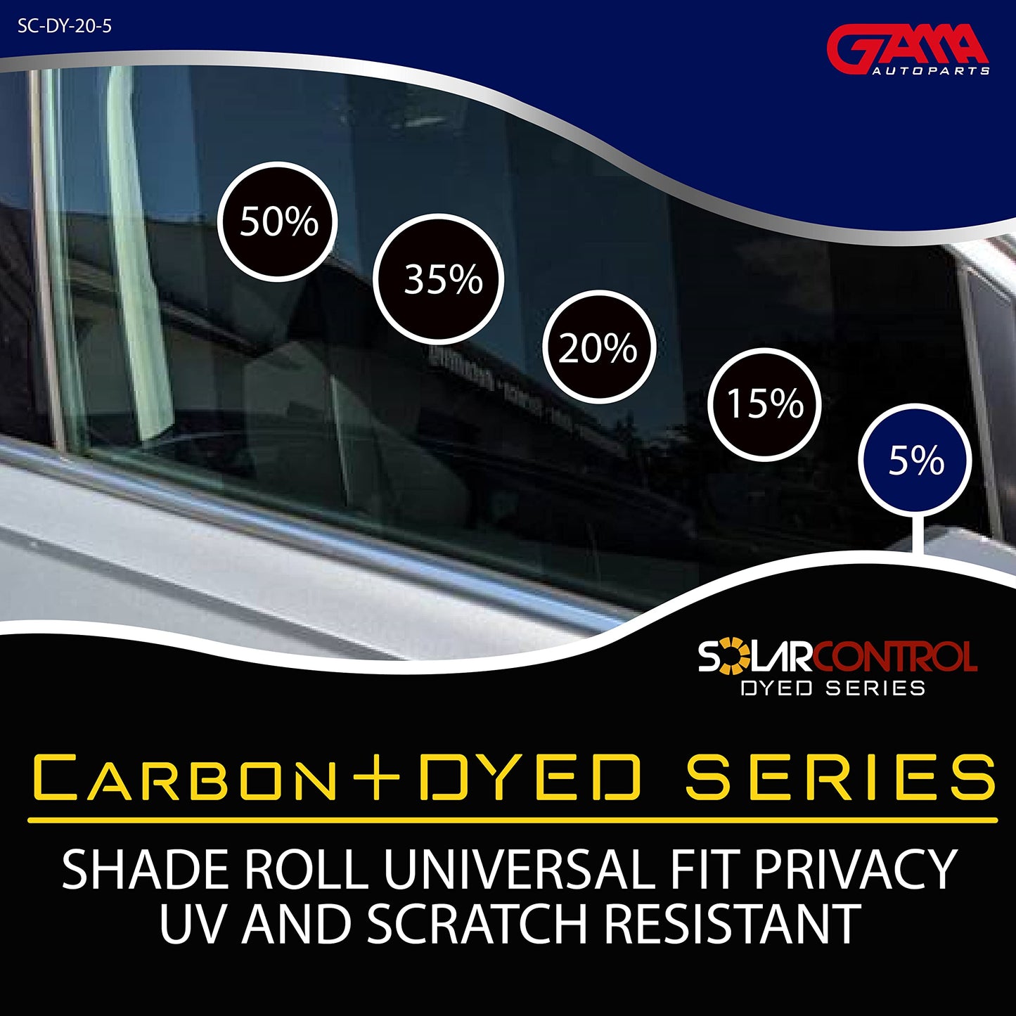 SOLARCONTROL Window Tint Car Film 2PLY 100% UV Rejection 40' X 100FT Dyed Shade Roll Universal Fit Privacy Sun Block and Scratch Resistant (5% Dark Shade)