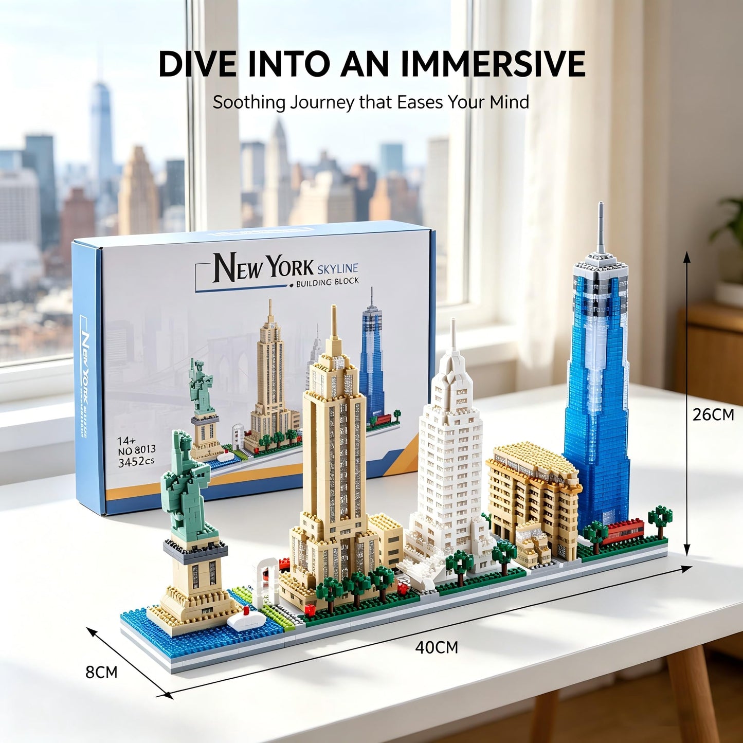 KLMEi City Architecture New York Skyline Micro Building Blocks Set for Adults NYC Skyline Collection Model Kit for Adult Age of 14+ 3452 Pieces