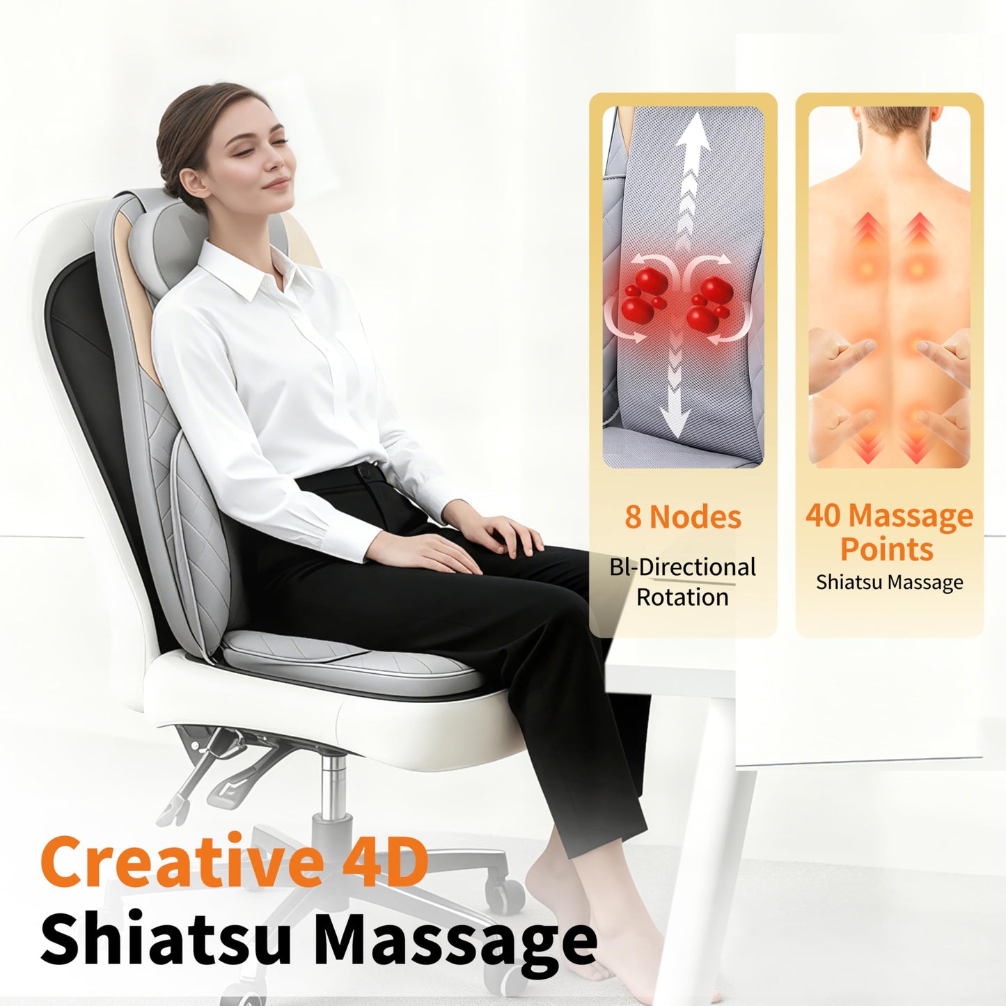 FIRRLUCO Shiatsu Neck and Back Massager with Heat,Back Massager for Pain Relief Deep Tissue,Back Massager for Chair, Adjustable Neck Massage with 20 Kneading Nodes,Christmas Gifts for Women Men
