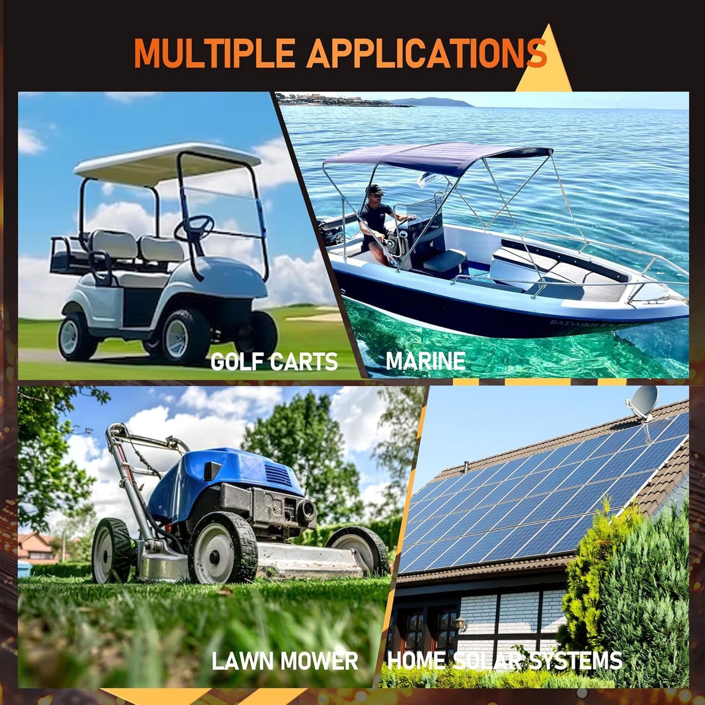 36V Lithium Golf Cart Battery, 36 Volt 105Ah LiFePO4 Battery with a 200A Smart BMS, LCD Display & APP Monitor, 25A Fast Charger, Max 7.68kW Power Output, Perfect for Golf Carts