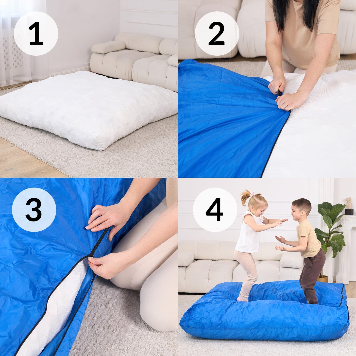 Crash Pad for Kids Sensory | Big 5Ft x 5Ft, 3Ft x 4Ft, 3Ft x 3Ft Or 2Ft x 2Ft | Autism Sensory Crash Mat for Jumping Play | Crashpad | Soft Foam Landing Pad | Giant Mat Pillow | Climbing, Gymnastics