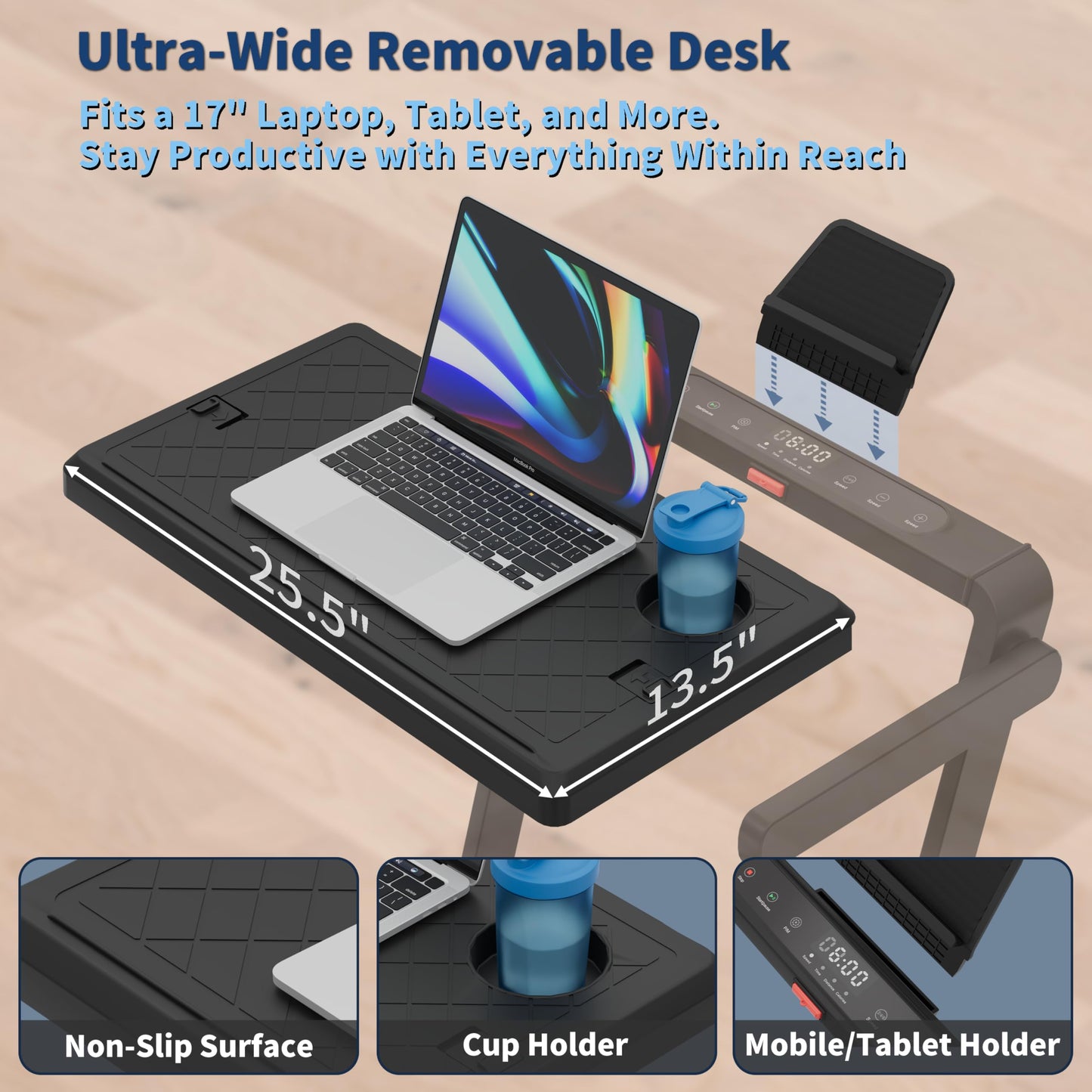 Foldable 4 in 1 Treadmill Walking Pad with Incline Remote Control Compact 3.0HP Under Desk Treadmill for Home Office Fitness 300 lbs Capacity with Handle Bar