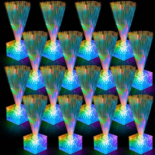 Amylove 16 Pcs Mini Fiber Optic Lamp Bulk LED Light Color Changing Table Centerpiece Glow in The Dark Party Favors Supplies for Wedding Graduation Birthday Disco Dance Decorations (6 Inch,Clear)
