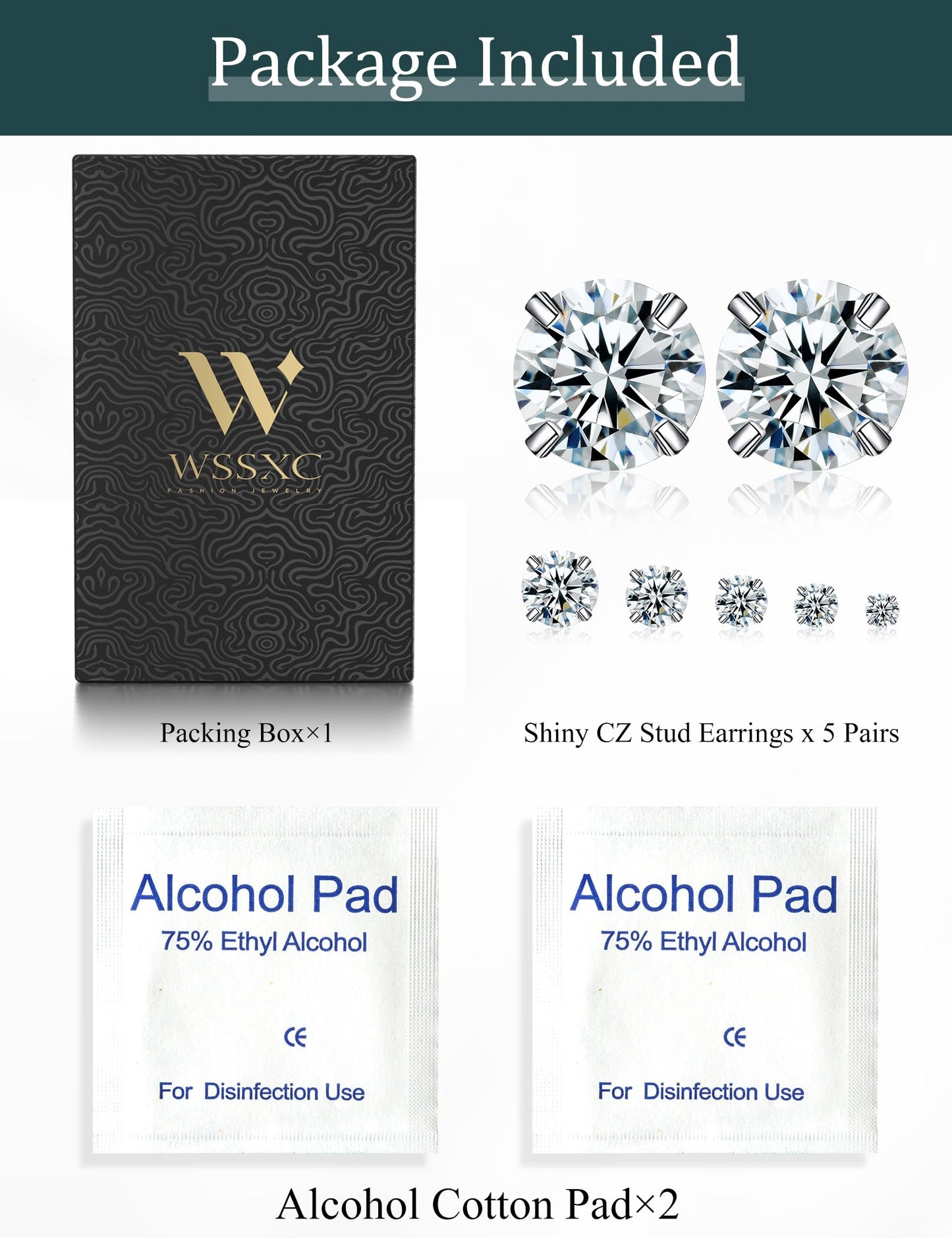5 Pairs Earrings Sets Titanium Hypoallergenic Cubic zirconia Earrings for Women Helix Cartilage Tragus Women Jewelry