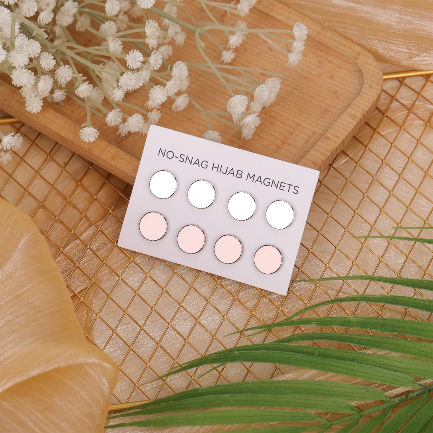 8pcs Hijab Magnetic Pins, Multi-Purpose Magnetic Scarf Clip no Snag Hijab Magnets Scarf Magnetic Clasp Strong Magnetic Hijab Pins Pinless Brooch for Women Clothes (Pink, Silver)