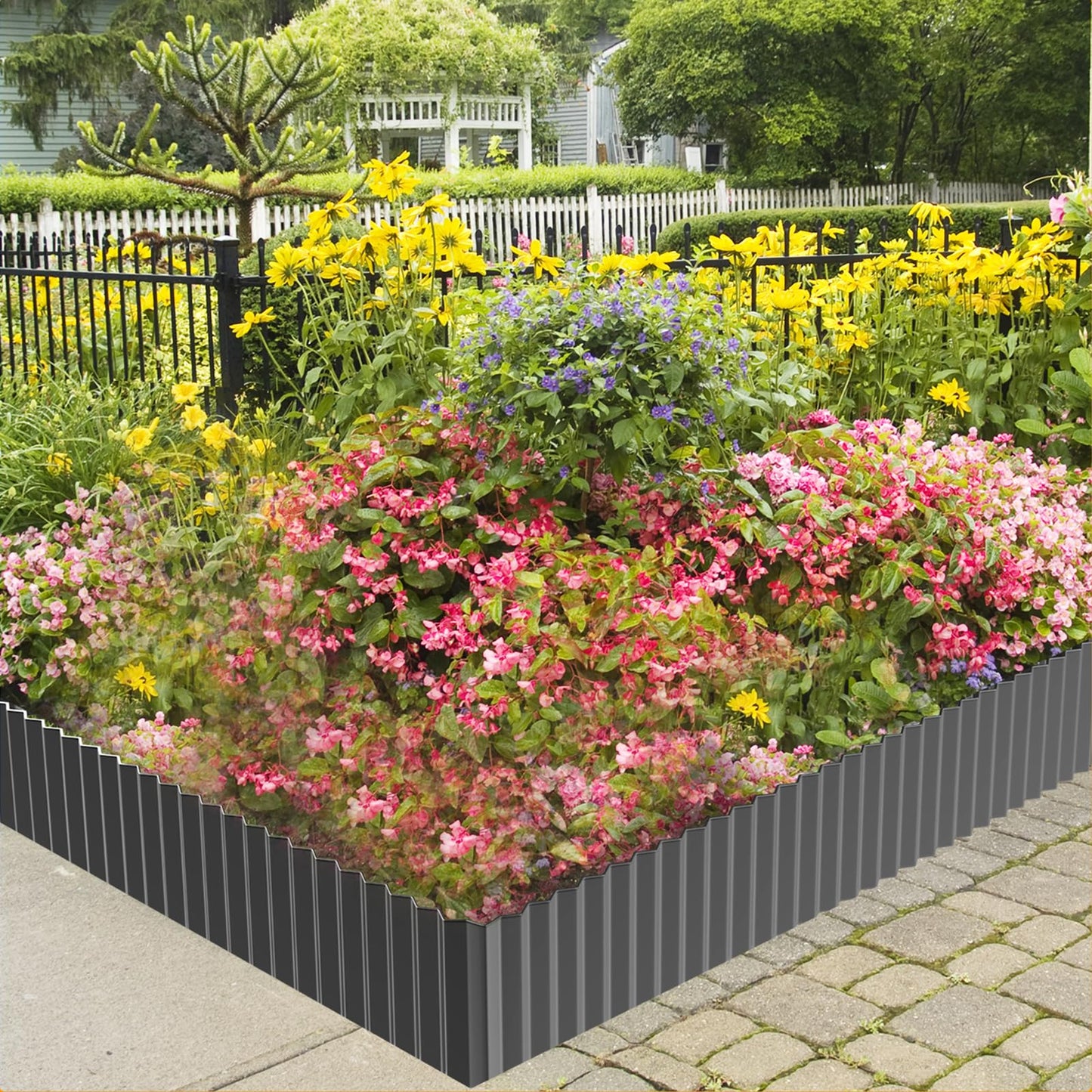 MTART Corrugated Metal Edging for Landscaping, Sturdy Garden Edging Border for Flower Bed, Lawn and Landscape Edging (Black, 6"×40Ft)