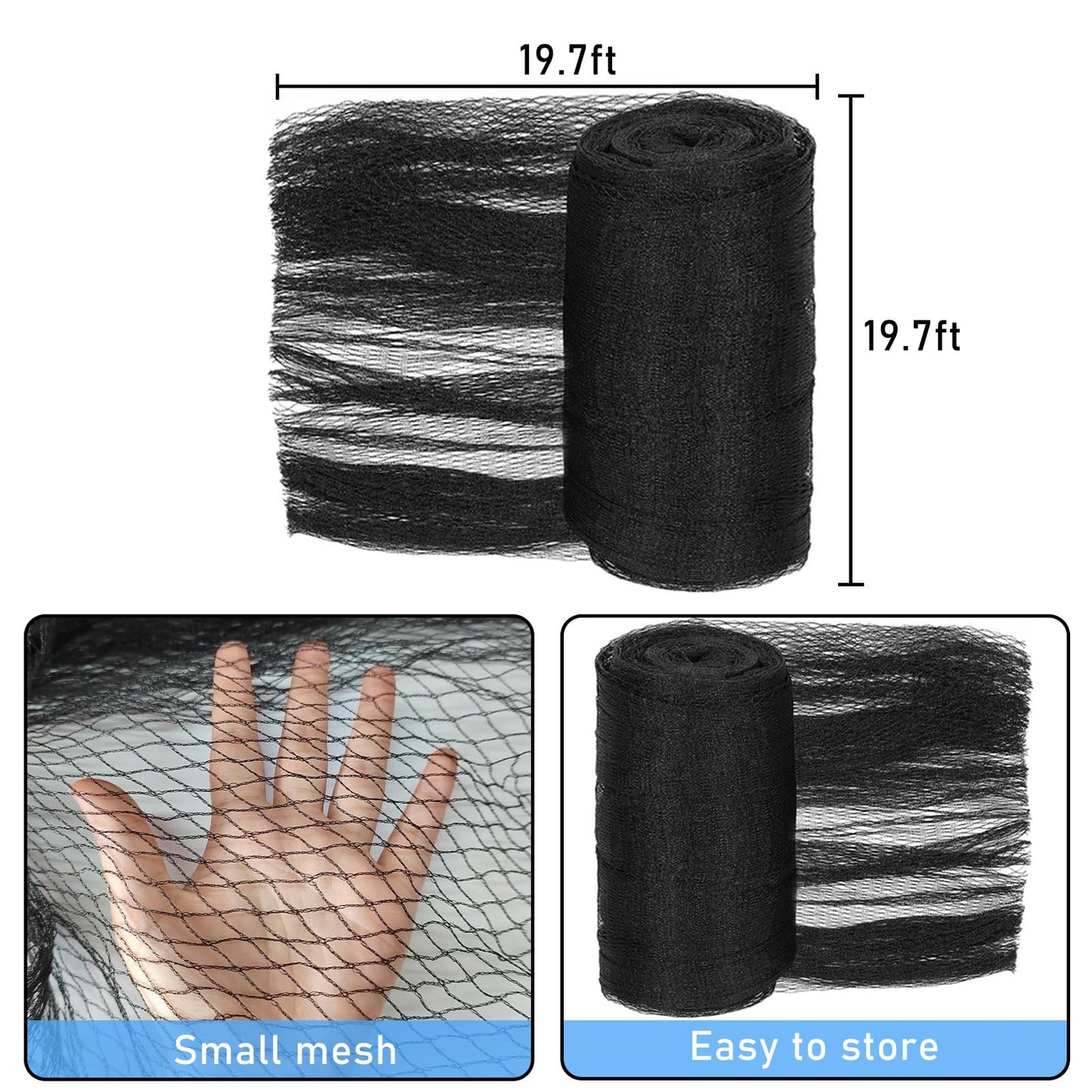 18 Feet Round Leaf Net Cover for Above Ground Pool, Mesh Cover with 12 Pcs Large Metal Clips，Pool Safety Net Fits 18FT Above Ground Pools, Keeps Leaves Out of Your Pool