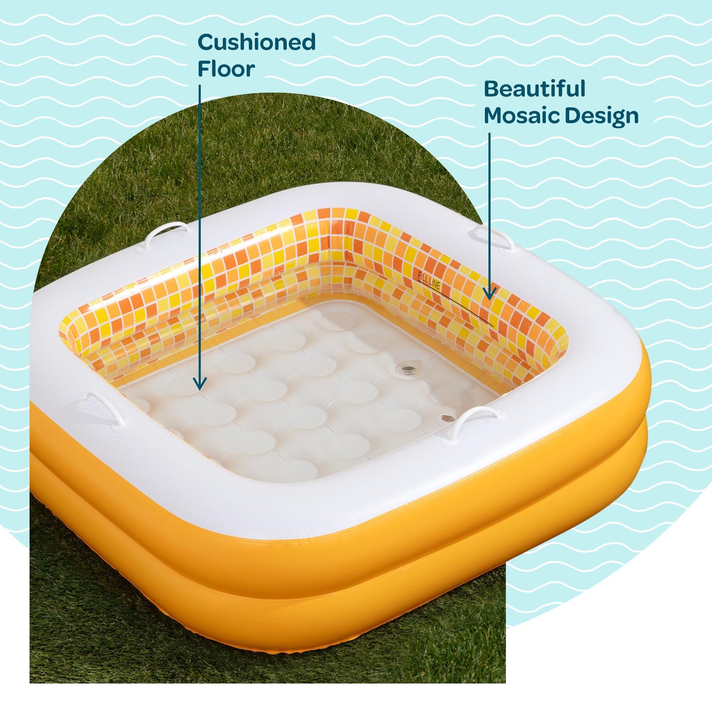 3-in-1 Inflatable Baby Pool, Bathtub & Ball Pit for Toddlers 1-3, Patented Safety Secure Grip Handles, Soft Floor & Drain - Summer Water Toys, First Birthday Gifts, Kiddie Pool for Ages 1 2 3, 34"x10"