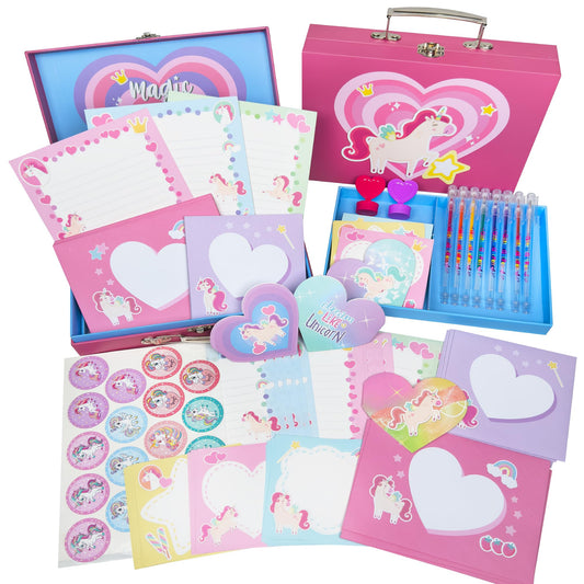98Pcs Unicorn Stationary Set - Gifts for 6,7,8,9,10 Year Old Girl, Girls Stationery Set for Kids, Letter Writing Art Kit, Preteen Girls Craft Toys 8-10 Present - Birthday Gift for Girls