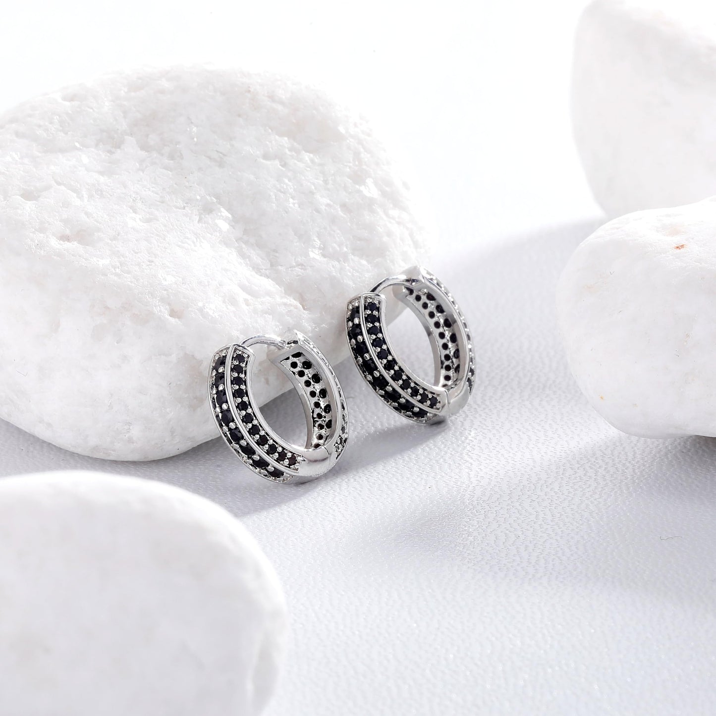TOPGRILLZ Iced Out Hoop Earrings Cubic Zirconia Huggie Cartilage Cuff Hypoallergenic 14K Gold Plated Luxury Fashion Round Circle Earrings For Men Women-18BS