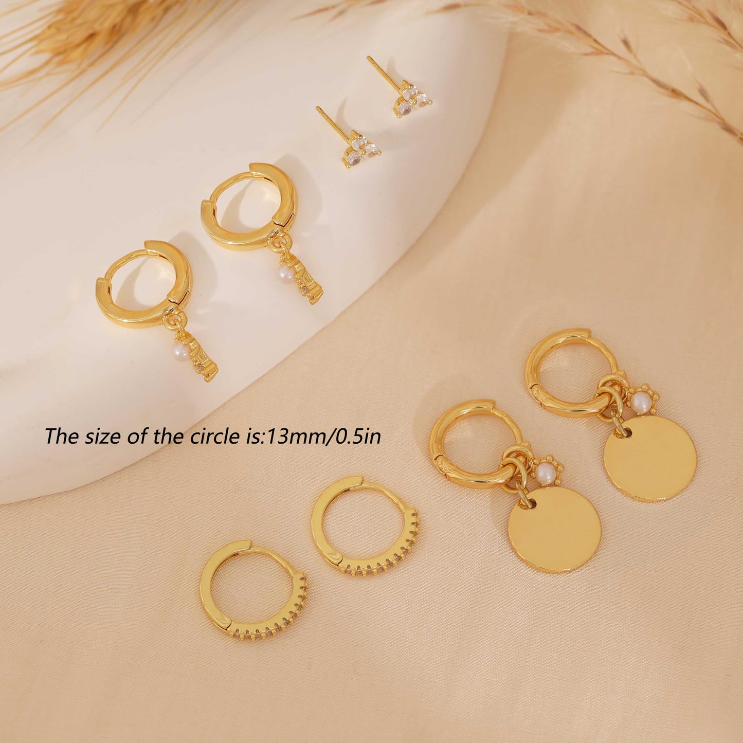 SELFROSE Gold Earrings for Women, Dainty Earring Stacks 14K Gold Plated Huggie Earrings for Women Trendy Hypoallergenicc Unique Dangle Drop Earrings Set Cute Small Huggie Hoop Earrings Womens Jewelry