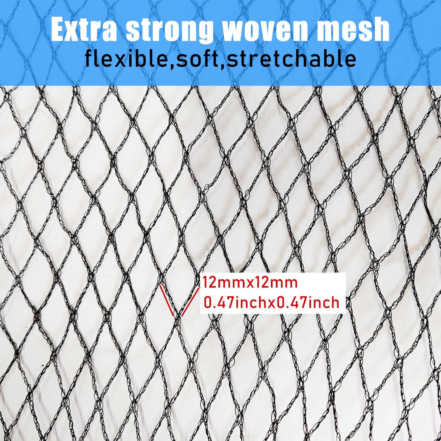 18 Feet Round Leaf Net Cover for Above Ground Pool, Winter Cover Mesh Cover with 12 Pcs Large Metal Clips，Pool Safety Net Fits 18FT Above Ground Pools, Keeps Leaves Out of Your Pool （Black）