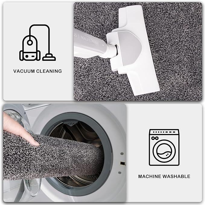 PURRUGS Dirt Trapping Door Mat 36" x 36", Non-Slip Machine Washable Entryway Rug, Dog Doormat, Indoor Front Door Mat, Super Absorbent Entry Rug for Muddy Shoes & Paws, Light Grey-Dark Grey