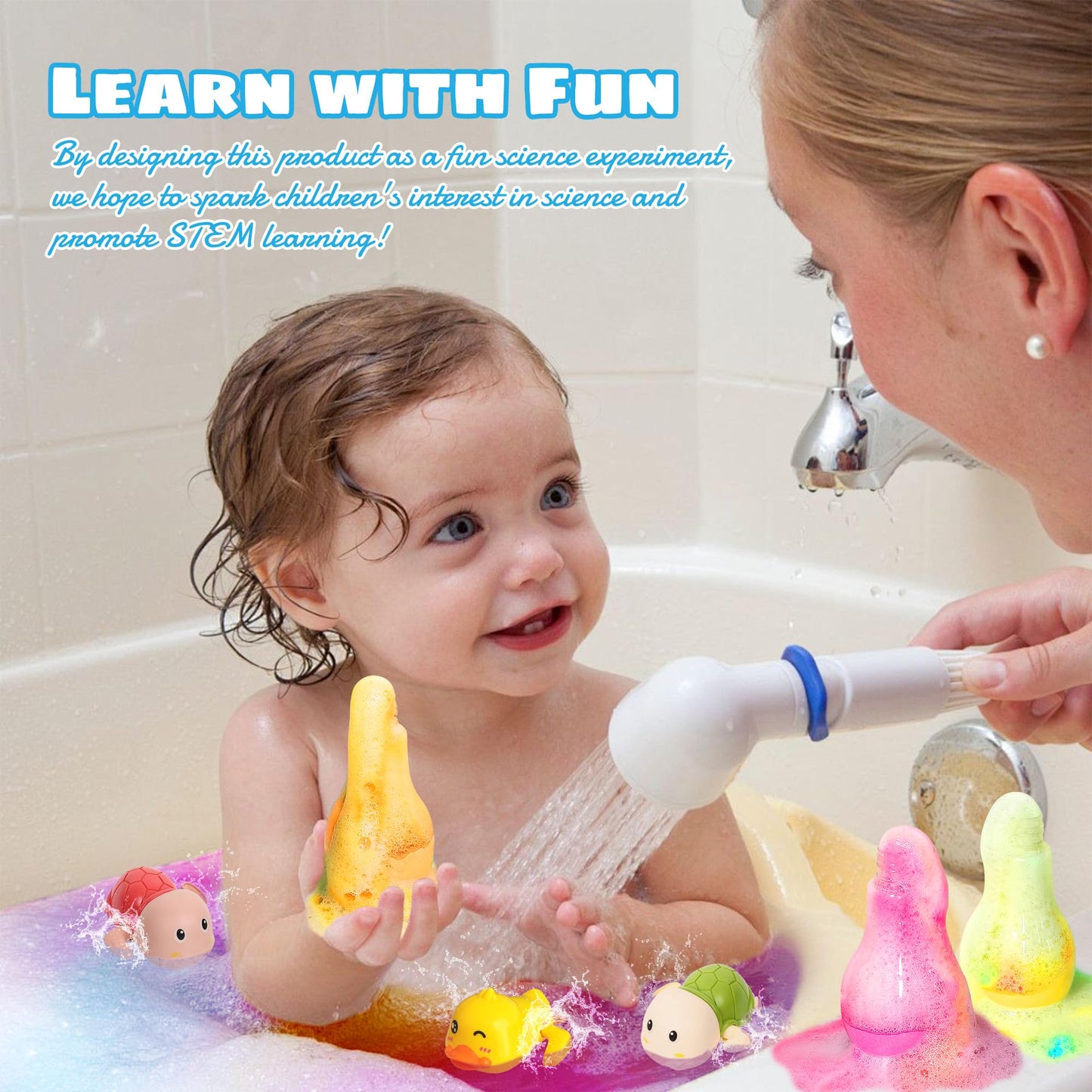 Firekoto Magic Potion Bath Toy for Kids, 6 Bottles Color Fizz Science Kit with 2 Surprise Toys, Fun Pour & Play Bath Bomb Set for Boys Girls