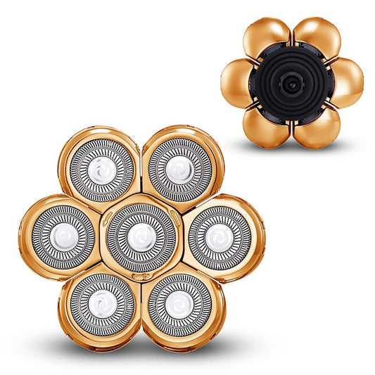 YHAYHO 7 Heads Shaver Replacement Head for Electric Head Shaver 7 Blades 7D Replacement Bald Head Shaver Head Blade 7 Heads Electric Razor Shaver Head(Metallic Color Gold)