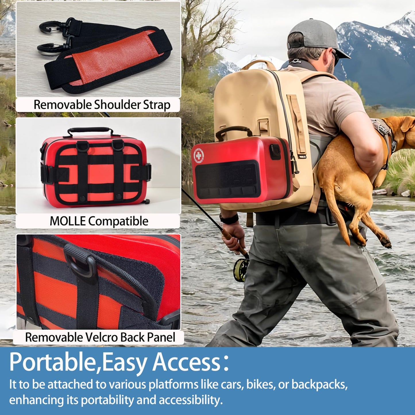 Besst Survivor 348-Piece Waterproof First Aid Kit- Comprehensive Trauma Kit for Marine/Boating/Camping/Hurricanes, Car & Home Emergency Medical Kits with Labeled Compartments, MOLLE System & CPR Kit