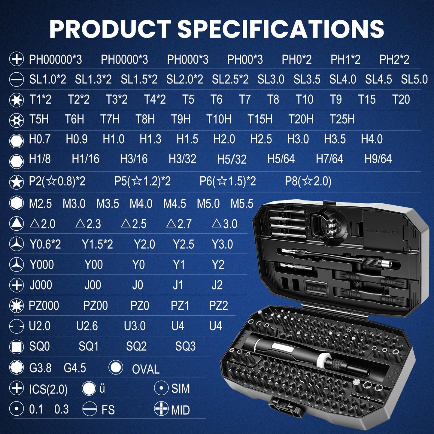 152Pcs Precision Screwdriver Set with 140 CR-V Bits,Magnetic Screwdriver Set with Storage Case&Accessories,Multi-Bit Electronics Repair Kit for iPhone,MacBook,Laptop,PC,Game Console,Tablet,Drone,etc