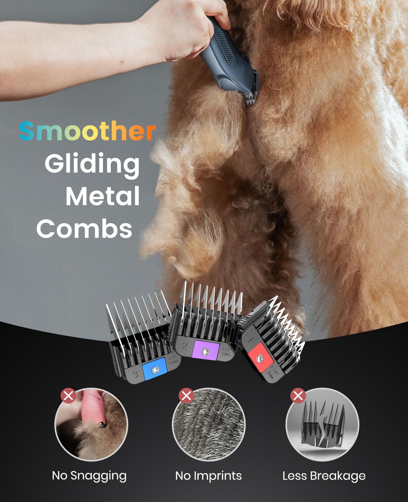 oneisall Professional Cordless Clippers for Groomers, Heavy-Duty Dog Clippers for Thick Coats Doodles, 2-Speed Upgrade Motor, Detachable Batteries, Carbon Steel Blade（Blue）