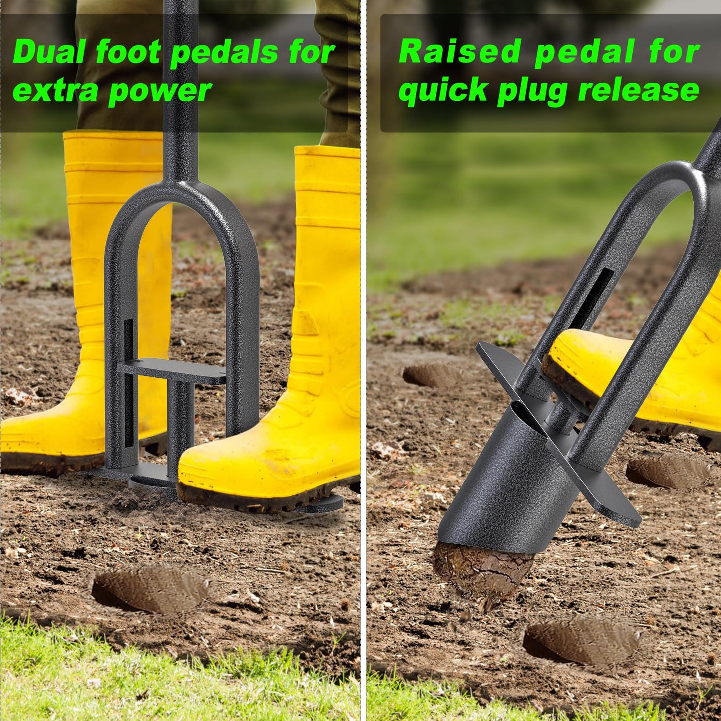 Lifeswell Heavy Duty Long Handled Bulb Planter Tool with Soft Rubber Grip, Garden Sod Plugger for Digging Holes, Turf Repair, Seedling Transplanting