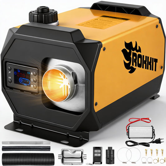 8KW Diesel Heater, 12V/110V Portable Diesel Heater, diesel air heater with thermostat, Remote Control, for Fast, Quiet Heat in Truck, RV, Home, Car, Campers, Boat