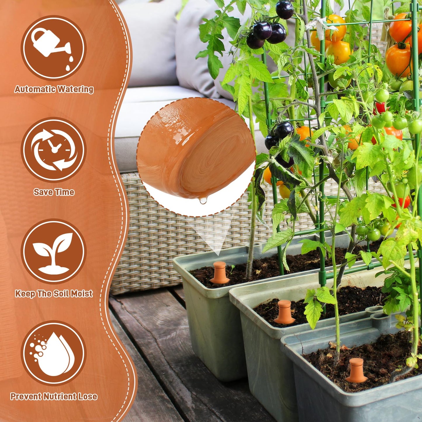Ferrochef 2 Pcs Large Terracotta Watering Pots 118 oz Ollas Self-Watering Pots Terracotta Watering Globes with Lid Plant Irrigation System for Indoor Outdoor Plants Raised Beds Garden