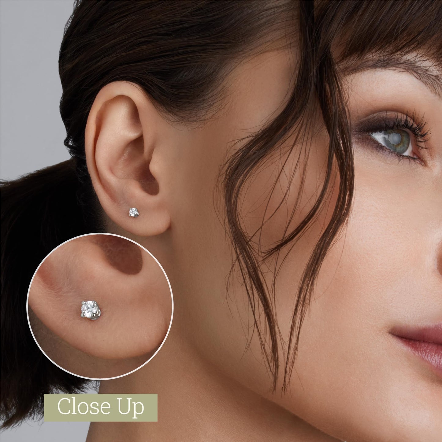 Gilded 1/5 ct. T.W. Round Lab Diamond Stud Earrings for Women | 925 Sterling Silver Studs | Hypoallergenic Fine Jewelry | 4-Prong Basket, Push Back Nut | SI1 Clarity, F Color, Round Cut