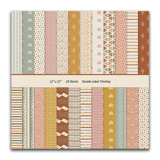 12x12 Scrapbook Paper Pads 24 Sheets Double-Sided Decorative Craft Paper, MIATTCLD Vintage Cardstock Papers Colored Patterned Papers Pack