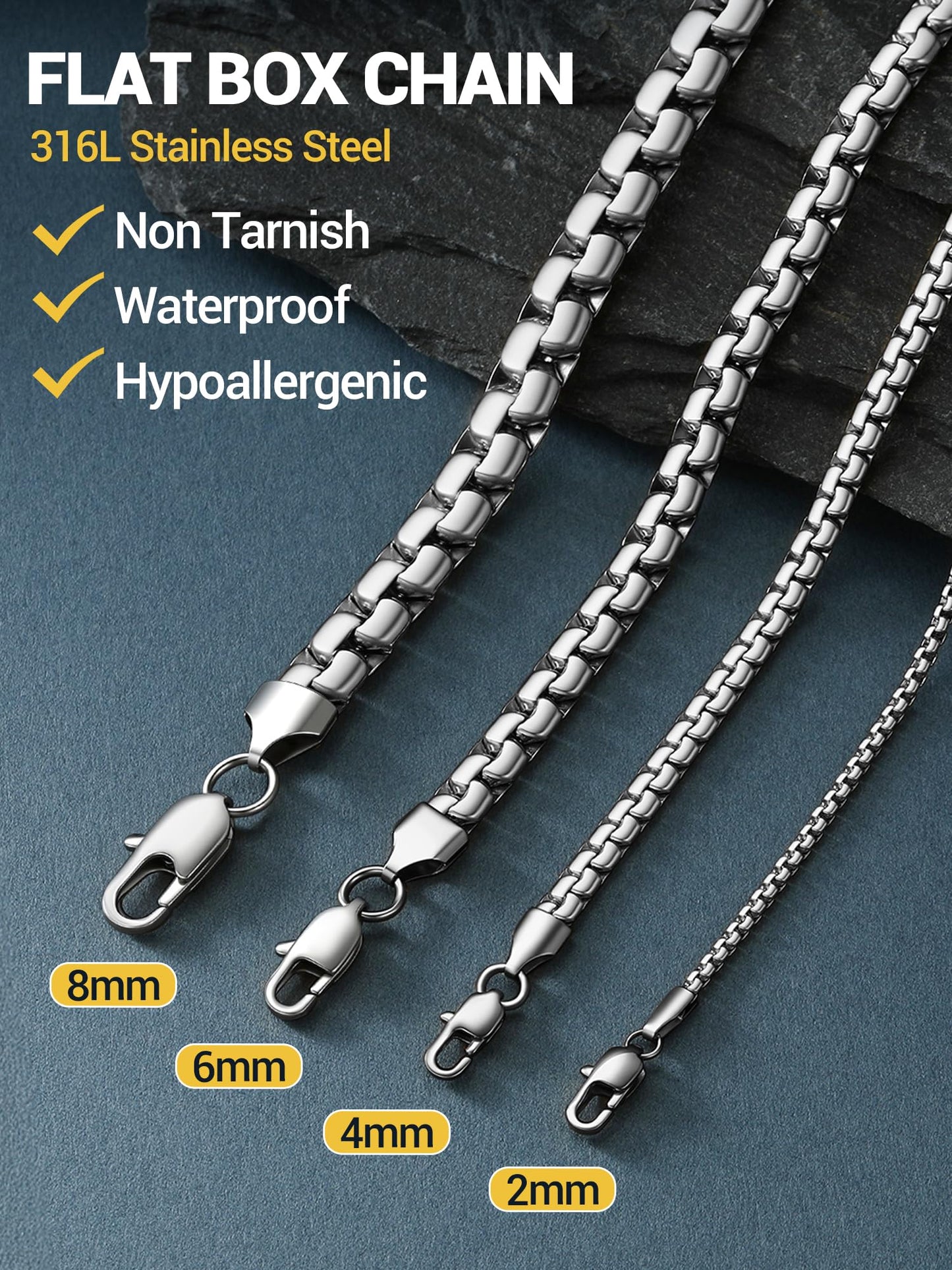 PROSTEEL Hip Hop Stainless Steel Chains For Men Mens Jewelry Neckless Chunky Necklace 6mm 28inch Long Rappers Chains