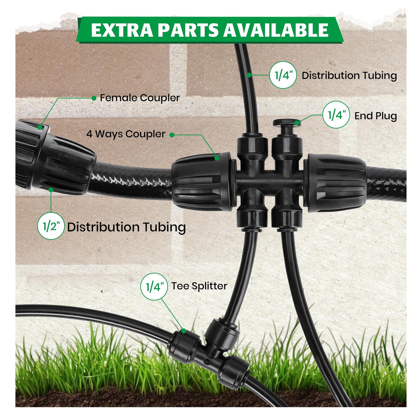 Bonviee 40-Pack 1/4” Push-to-Connect Drip Irrigation Emitters – Adjustable Quick-Install Precision Watering Stakes for Garden, Raised Beds & Greenhouse