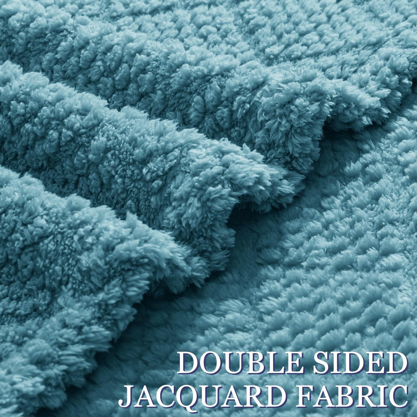 Whale Flotilla Fuzzy Fleece Throw Blanket for Couch, Bed, Soft Fluffy Jacquard Waffle Blankets for All Season, Lightweight and Warm, 50x60 Inch, Slate Blue