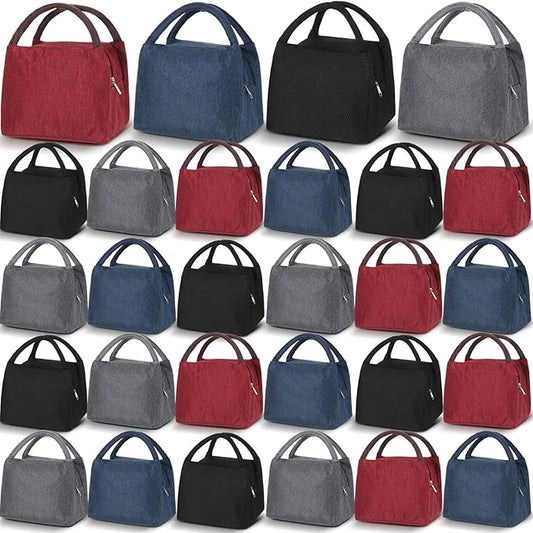 Chunful 24 Pcs Lunch Bags Bulk Insulated Reusable Lunch Bags Leakproof Tote with Aluminum Foil Interior Waterproof Thermal Tote for Women Adult Office Work Back to School Employees Picnic(Multi Color)