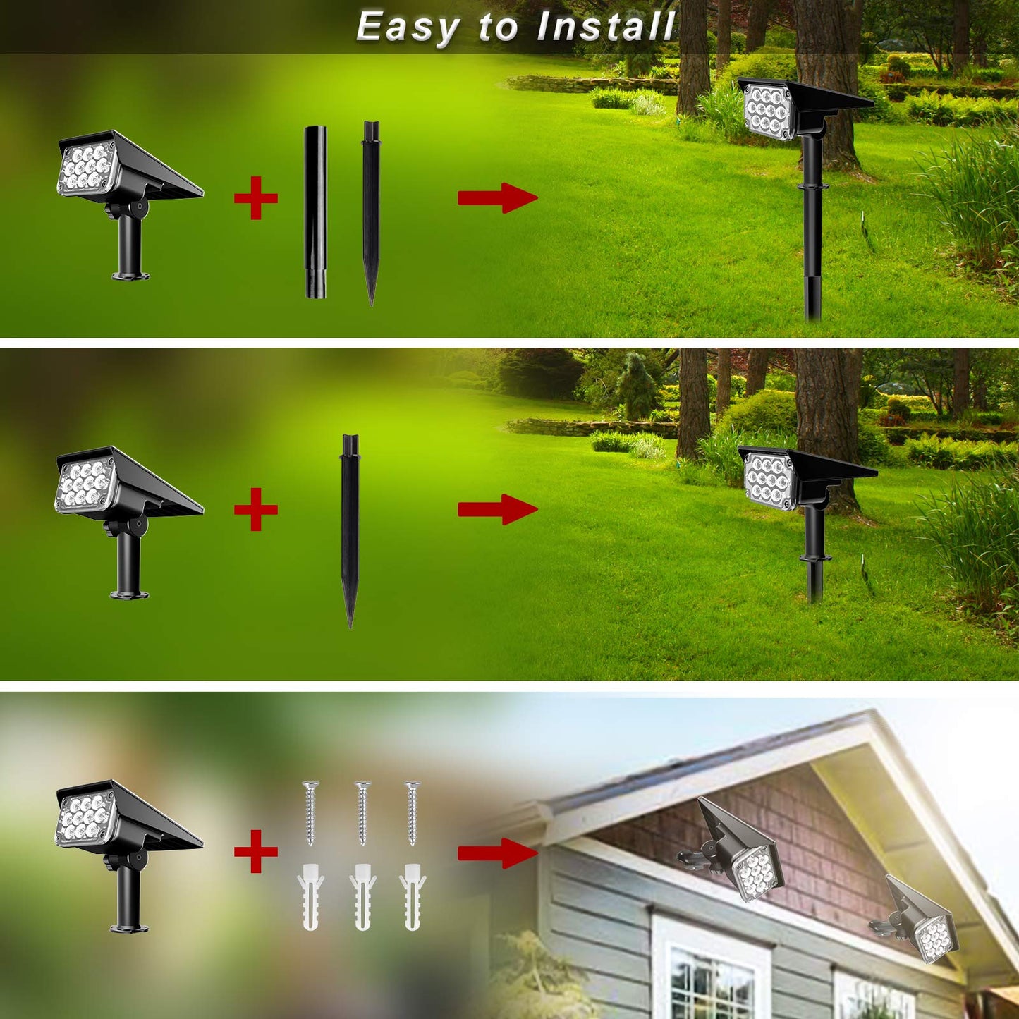 CREPOW Green Solar Spot Lights Outdoor, St. Patrick's Day Decor Lights with IP65 Waterproof 20 LEDs Solar Landscape Spotlights for Garden Path Yard Holiday Christmas 4 Pack