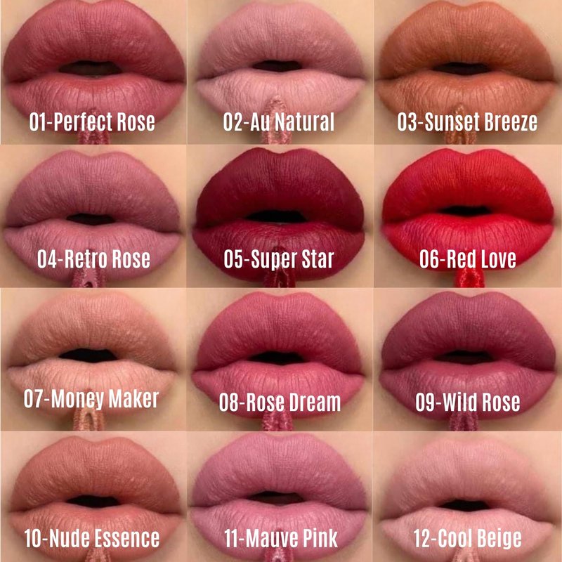 FARMASi Make Up Matte Liquid Lipstick, Long-Lasting and Ultra-comfortable, High-Impact, Lightweight, Organic, Pure Pigments (Super Star)