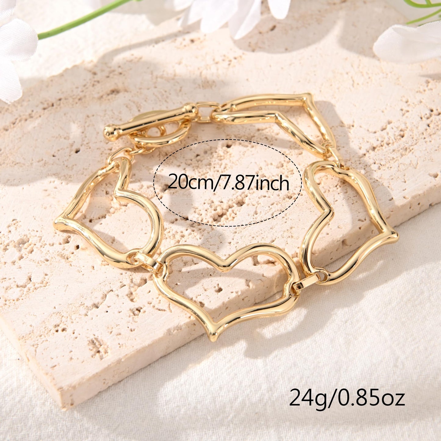 Ginyejly 14K Gold and Silver Plated Special Cain Link with Toggle Clasp Closure in Daily or Party for Women Fashion Jewelry Gifts (gold heart)