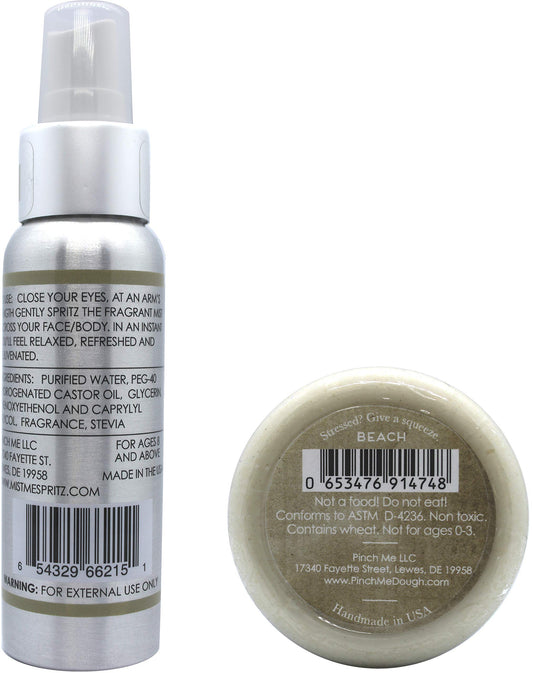 Stress Relief Combo Pack Mist Me Spray and Pinch Me Dough - 3 oz (Beach)