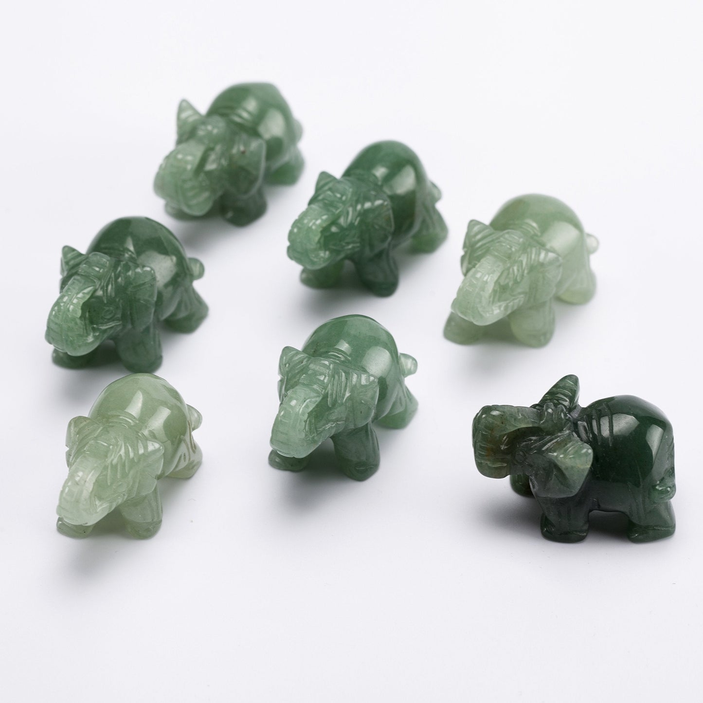 Green Aventurine Elephant 1.5 Inches Statue Crafts Natural Stone Carved Figurine Chakra Carving Stones Healing Reiki Free Pouch (Green Aventurine)