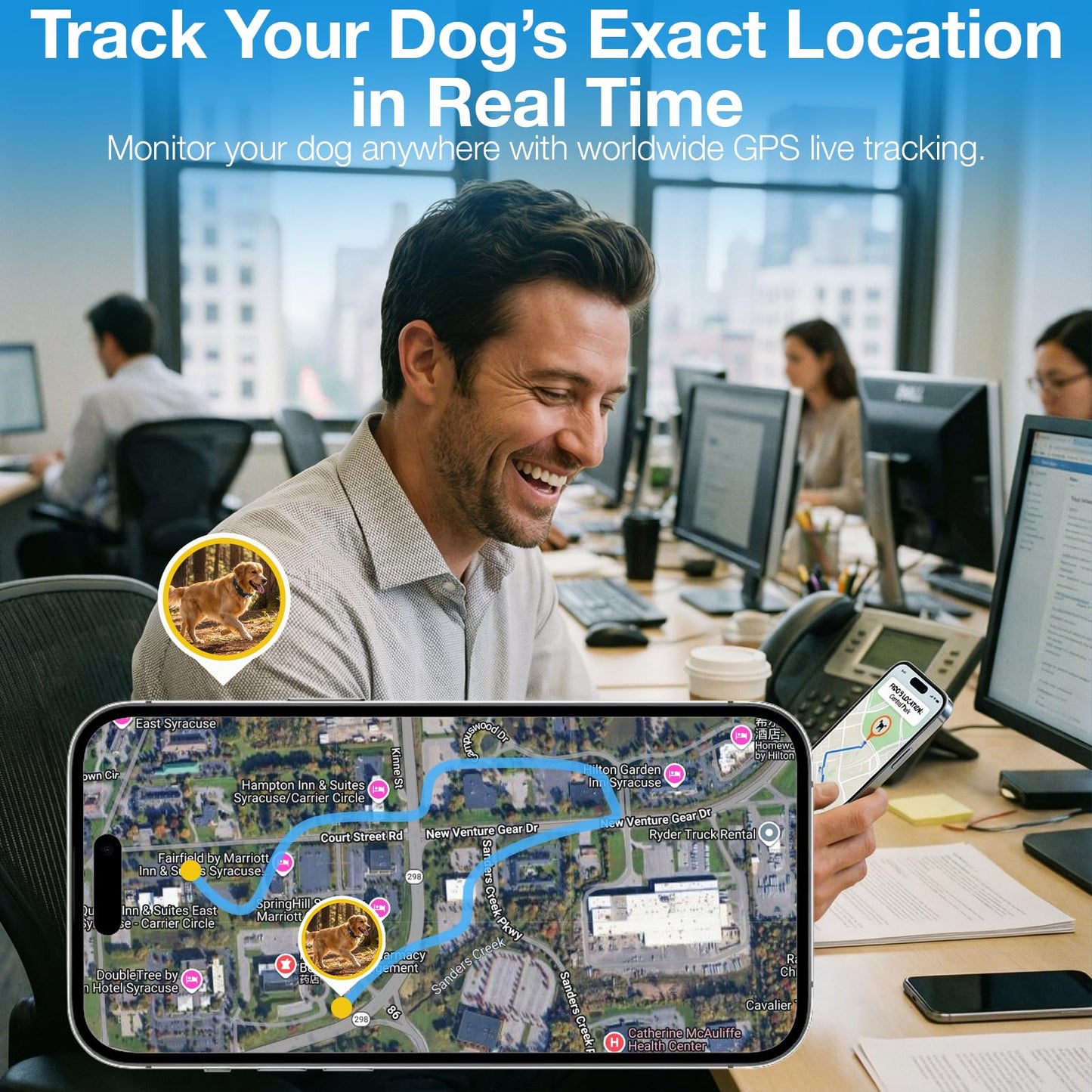 Wireless Dog Fence & GPS Dog Collar with Unlimited Virtual Fences, App-Controlled 2K Camera & Two-Way Audio, Outdoor Safe Containment & Waterproof, for Medium & Large Dogs