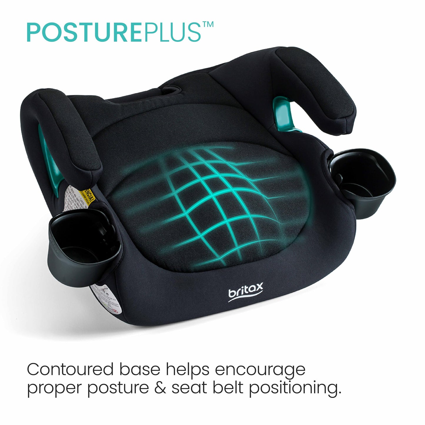 Britax UpNGo Backless Booster Car Seat, Lightweight and Portable Travel Booster with Slim Design and PosturePlus, Accommodates Kids up to 120 Lbs and 63” – Raven Black