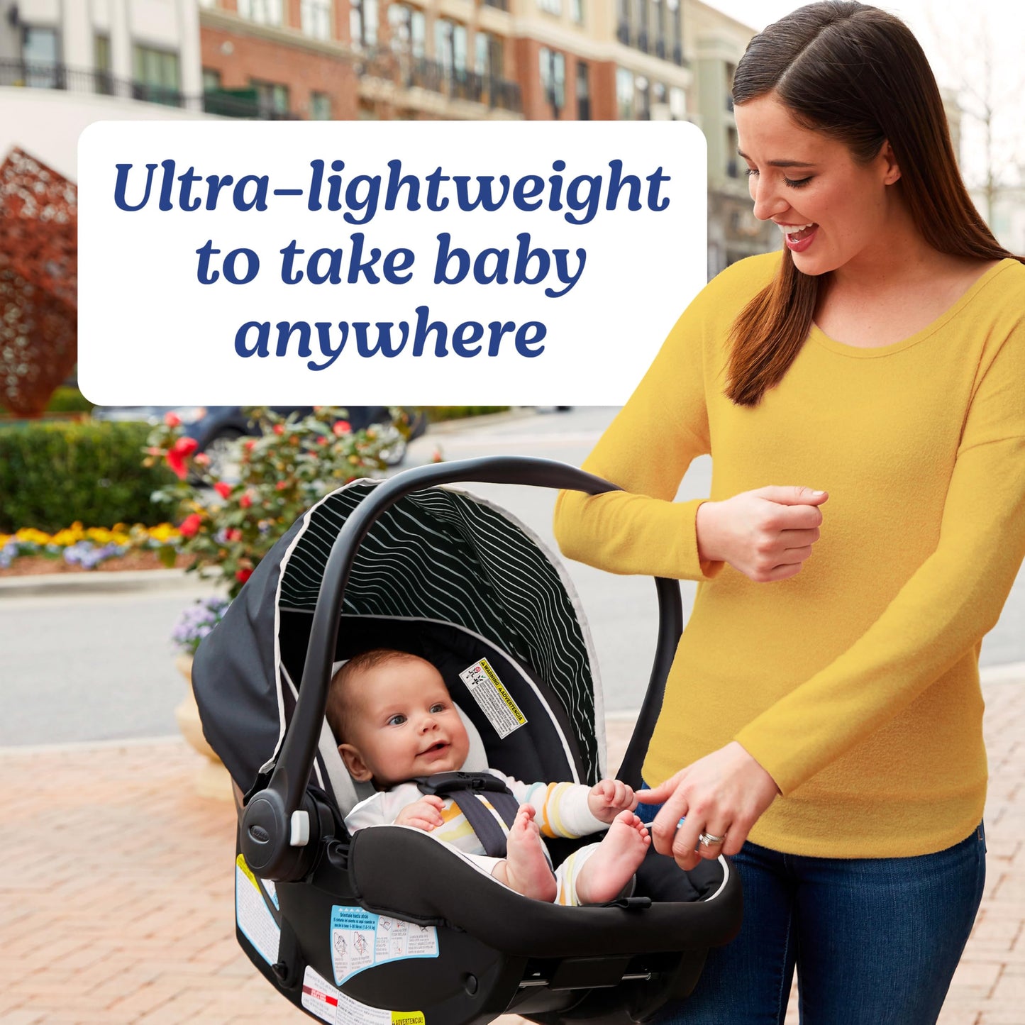 Graco SnugRide Lite LX Infant Car Seat, Lightweight Rear-Facing Seat for Babies 4–30 lb, 4-Position Adjustable Base, LATCH Installation & ProtectPlus Engineered, Studio