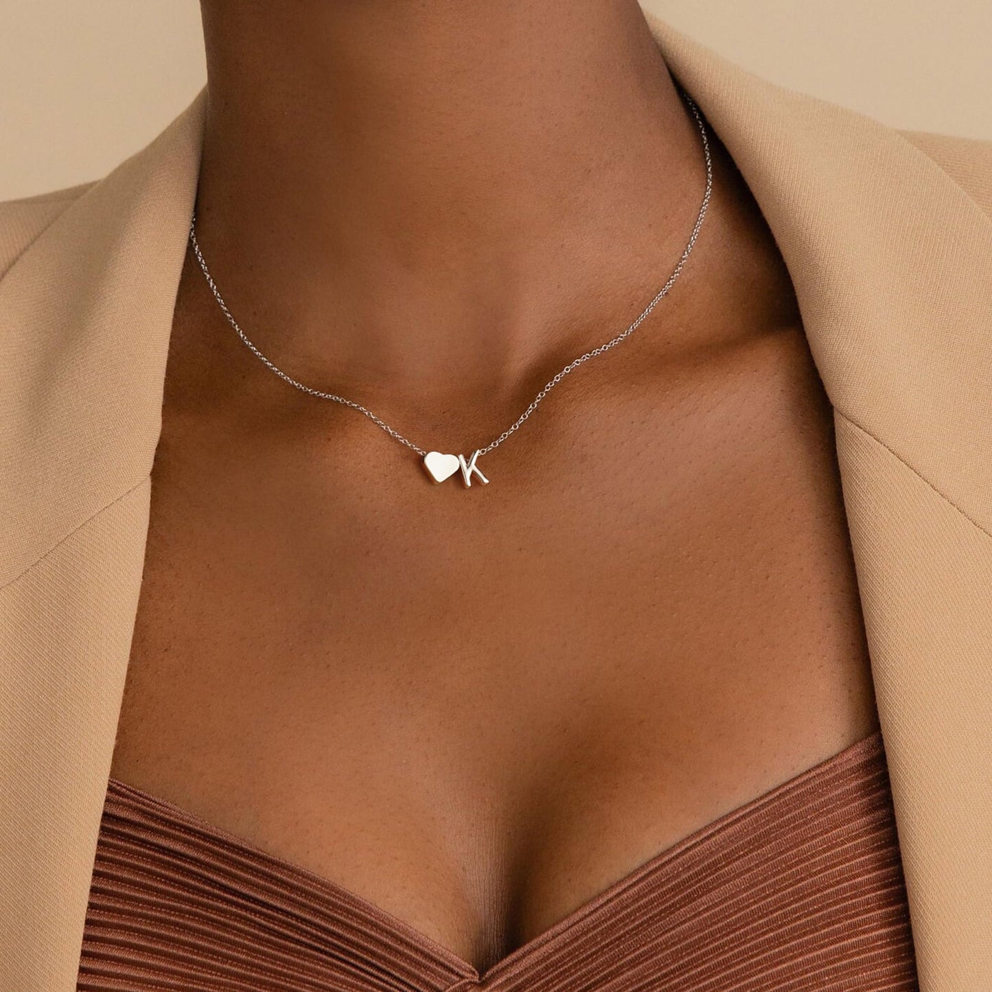 Turandoss Heart Initial Necklace for Women, Heart Initial N Dainty Necklaces Tiny Silver Necklaces Birthday Gifts for Women Jewelry