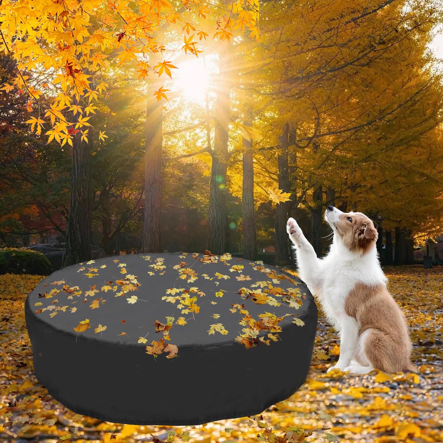 Tufmunb 71-72 inch Dog Pool Cover, Portable Round Collapsible Bathing Tub Kiddie Pool Cover with Oxford Cloth Material and Drawstring Design, Waterproof and Dustproof (Black) - Only Cover