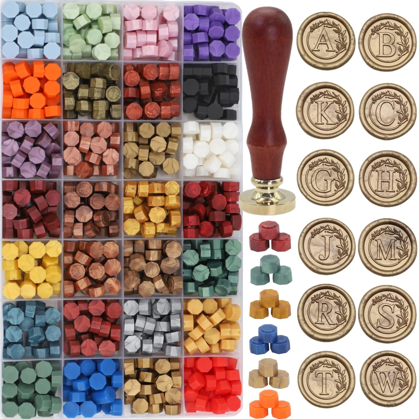 732 Pcs Sealing Wax Stamp Kit with Electric Wax Seal Warmer, Initial Alphabet R Seal Stamp, Waxseal Beads, Spoon, Letter Sealingwax Stamp Kit (R)