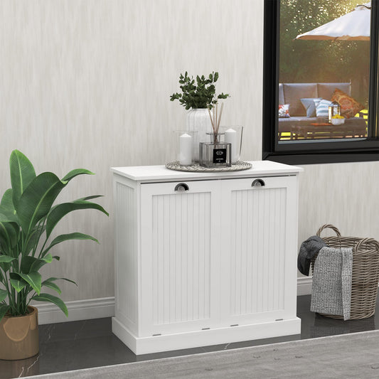 agnixnaf Laundry Sorter Cabinet, Two-Compartment Tilt-Out, for Small Bothroom, White Storage Cabinet