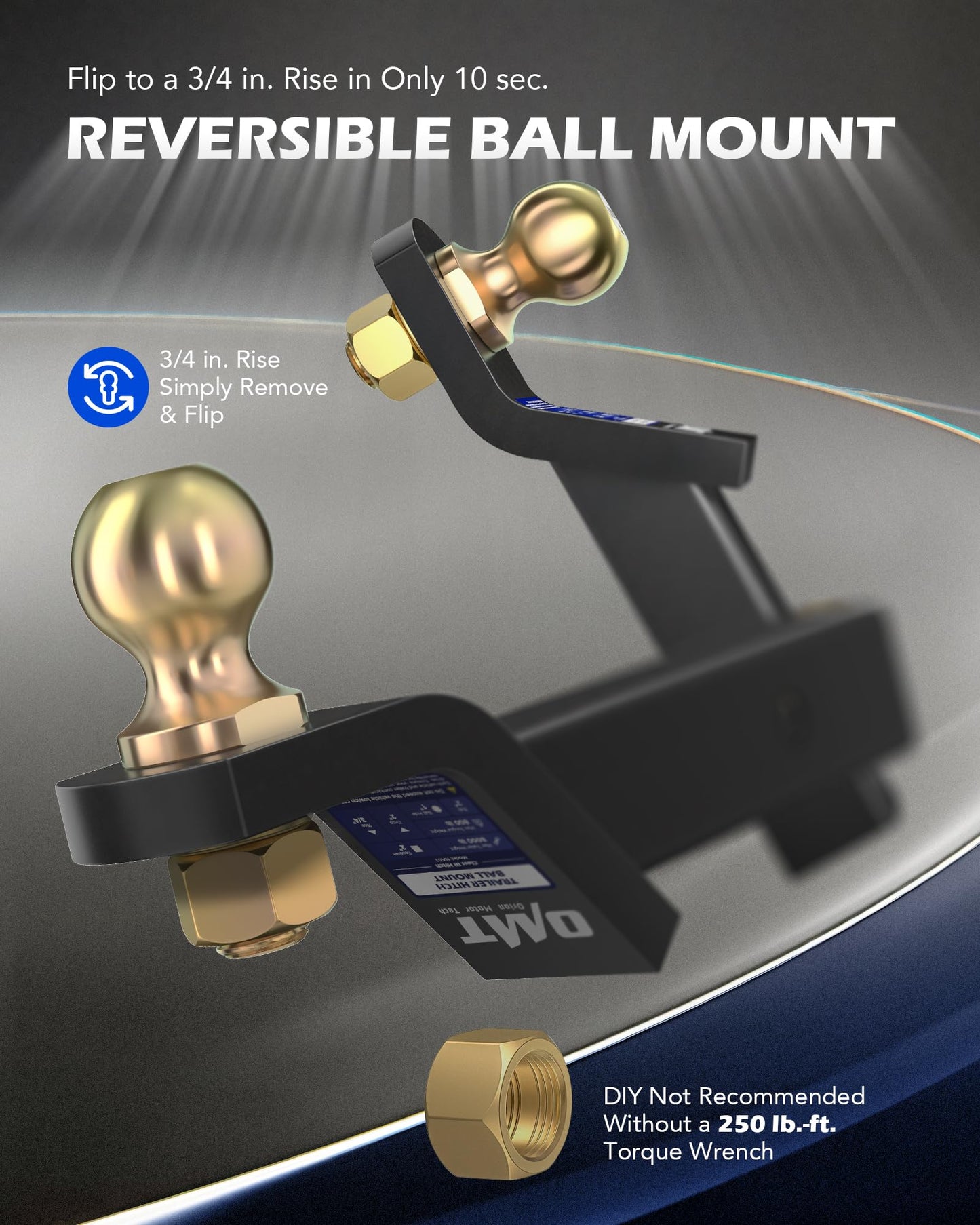 Orion Motor Tech Trailer Hitch Ball Mount, for 2" Receiver with 2" Ball 2" Drop 8000 lb. Towing Capacity, Heavy-Duty Tow Hitch Reversible Ball Hitch for Truck Boat RV Cargo with Hitch Pin & Clip