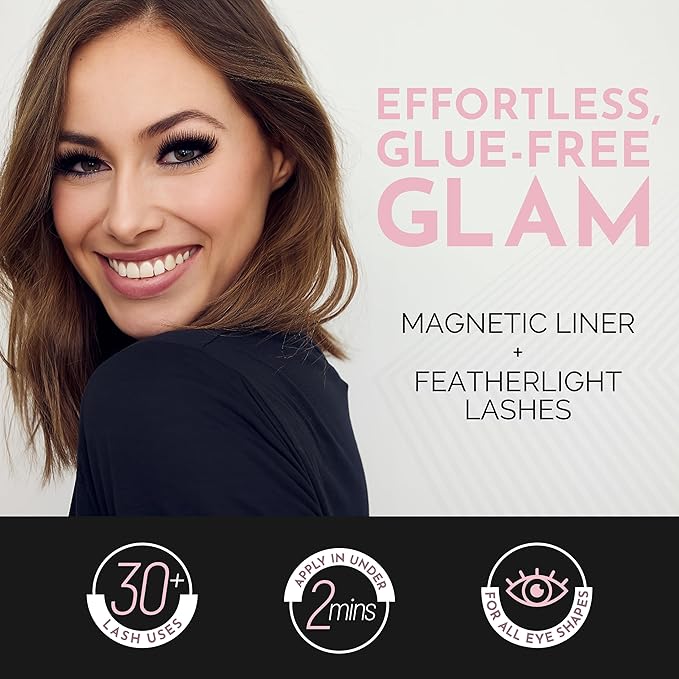 Luxillia 7-Piece Magnetic Eyelashes with Applicator & Magnetic Eyeliner Kit – Reusable Natural Magnetic Lashes – Easy Apply Lash Kit for Beginners – Waterproof, Short & Dramatic Looks