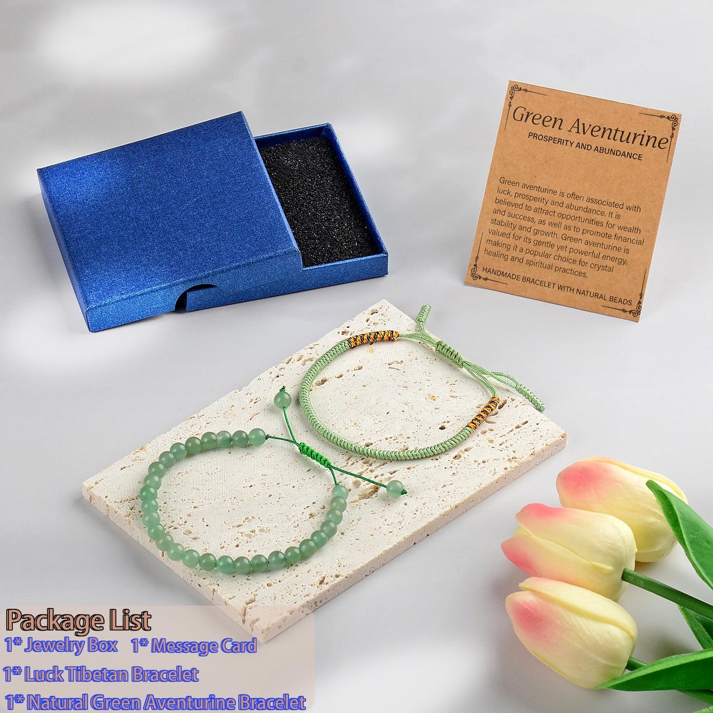 LPBeads 6mm Green Aventurine Bracelet with Handmade Rope Bracelet Size Adjustable Natural Stone Crystal Healing Bracelets Gifts for Unisex Adults
