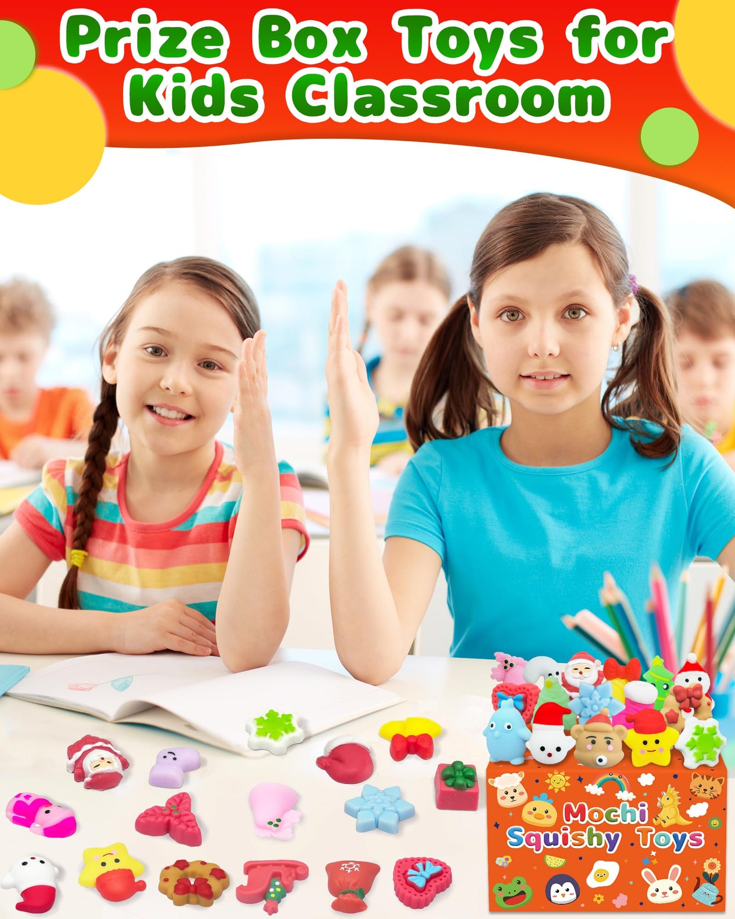 30 Pcs Christmas Squishy Toys, Party Favors Goodie Bags Stuffers for Kids, Bulk Classroom Xmas Gifts Prizes for Students, Small Stocking Stuffers Fidget Toys Treats from Teachers